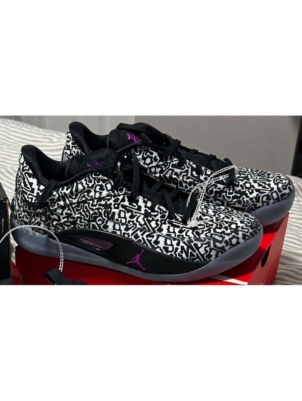 Jordan Zion 4 Men's Basketball Shoes Black White Purple